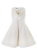 Cream Lurex 3D Flower Dress