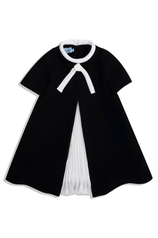 Black and White A-Line Pleated Insert Dress