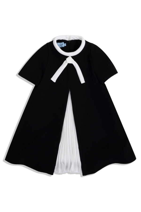 Black and White A-Line Pleated Insert Dress