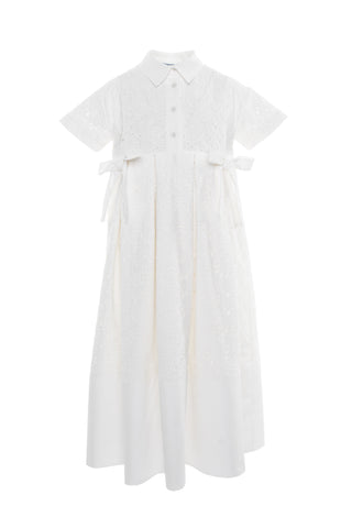 Cream Sangallo Bow Maxi Dress