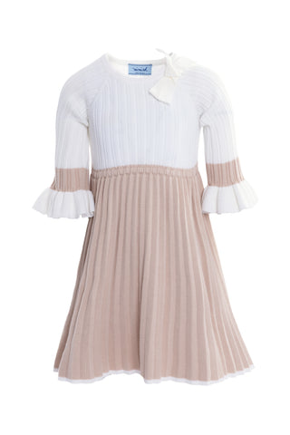 Cream and White Knit Long Length Dress