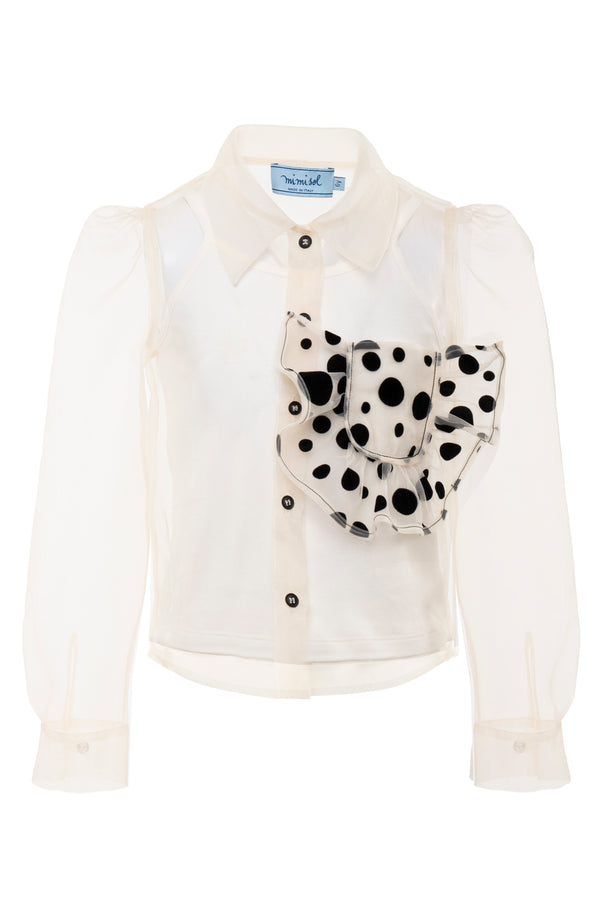 Cream Flock Polka-Dot Shirt