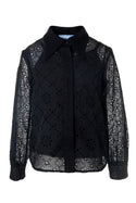 Black Embroidered Chiffon Blouse
