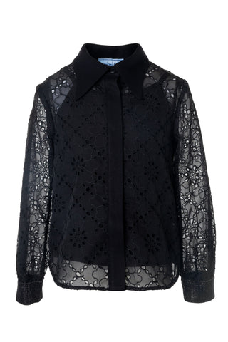 Black Embroidered Chiffon Blouse