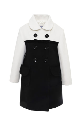 Black and White Velvet Detail Coat