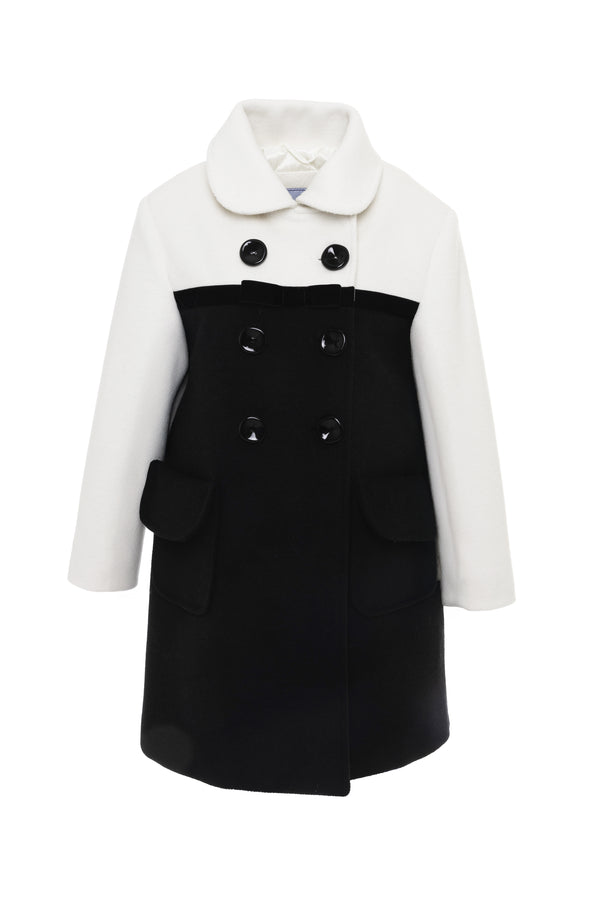 Black and White Velvet Detail Coat