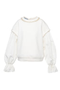 Cream Embellished Scuba Top
