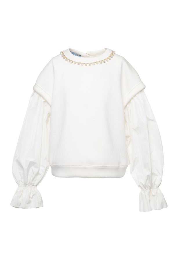 Cream Embellished Scuba Top