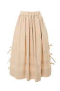 Beige Maxi Cotton Bow Skirt