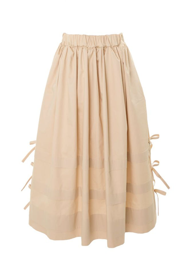 Beige Maxi Cotton Bow Skirt