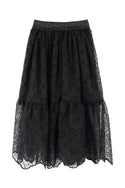 Black Embroidered Chiffon Skirt