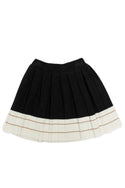 Black and White Wool Knit Pleated Skirt