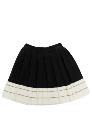 Black and White Wool Knit Pleated Skirt