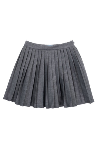 Grey Lurex Pleated Long Length Skirt