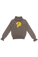 Grey and Yellow Wool Knitted Bow Turtleneck