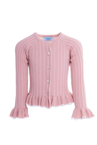 Salmon Ruffled Knit Cardigan