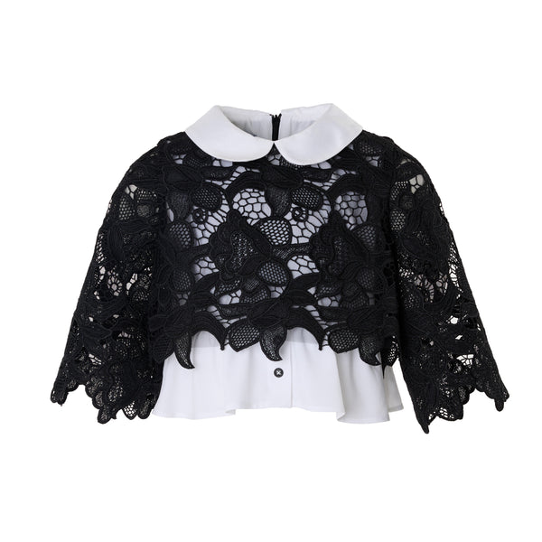 Black/White Macramé Top