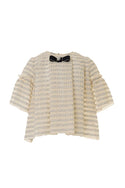 Beige Striped Seersucker Top