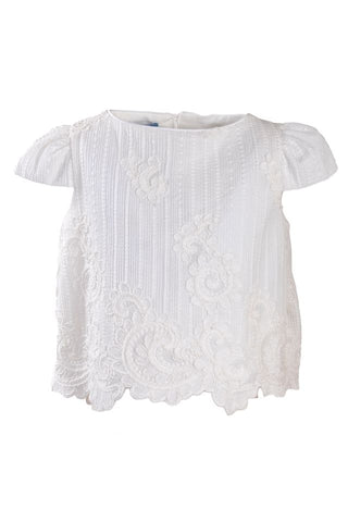 Cream Scalloped Embroidered Top