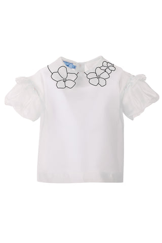 White and Black Organza Top