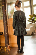 Black with Gold Dots Melisse Long Dress