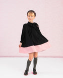 Black and Pink Logo Embroidered Long Length Dress