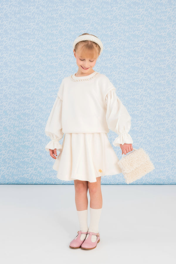 Cream Embellished Scuba Top