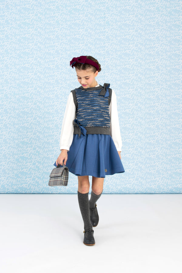 Grey and Blue Bow Vest