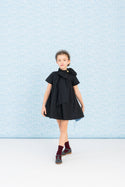 Black Taffeta Bow Long Length Dress