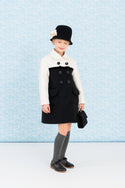 Black and White Velvet Detail Coat