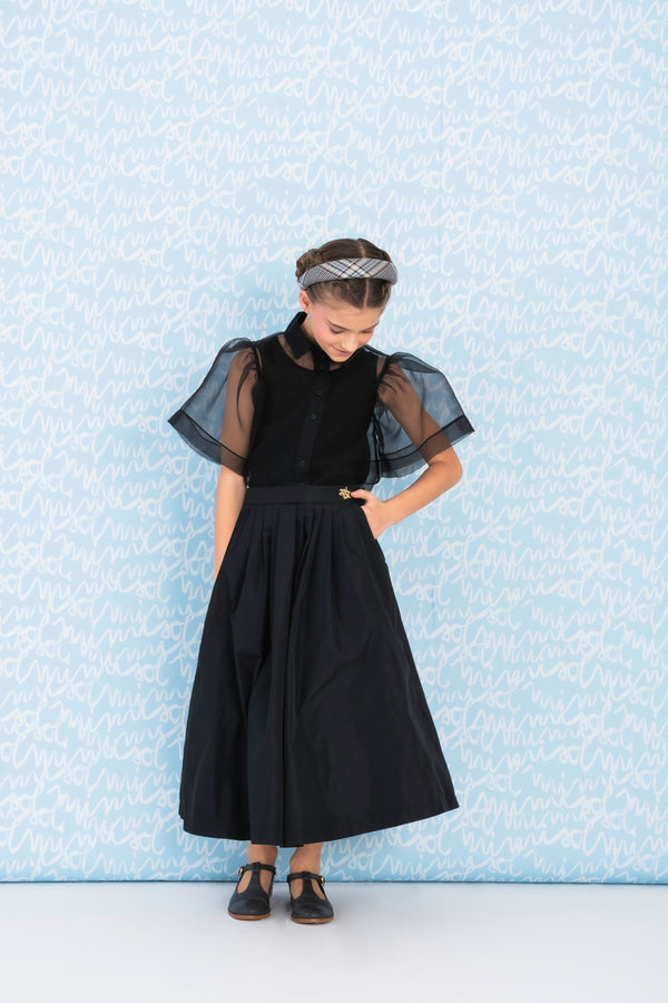 Black Taffeta Maxi Skirt