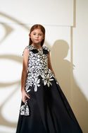 Black and White Printed Mikado Gown