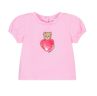 Pink Baby Bear Heart Puff Sleeve Tee