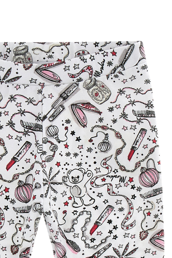 White Beauty Print Leggings