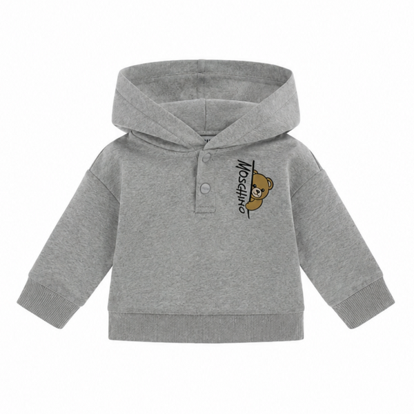 Gray Marled Bear Logo Hoodie