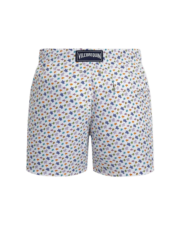 White Mens Multicolor Mini Turtle Swim Trunk