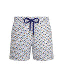 White Mens Multicolor Mini Turtle Swim Trunk