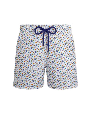 White Mens Multicolor Mini Turtle Swim Trunk