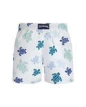 White Mens Blue Turtle Swim Trunk