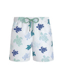 White Mens Blue Turtle Swim Trunk