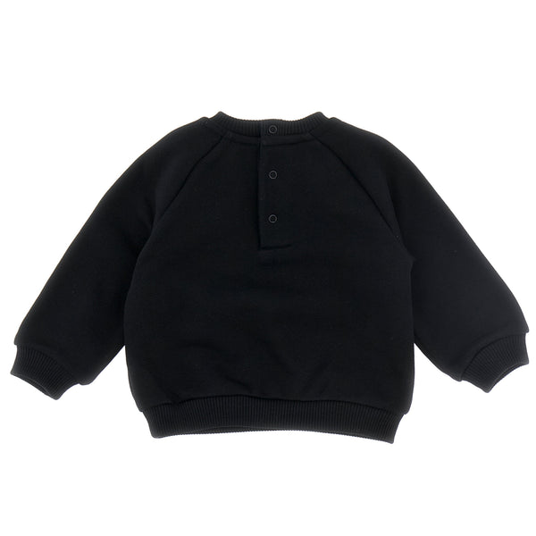 Baby Black Stacked Logo Bear Crewneck