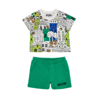 Green Teddy in the City Short Set