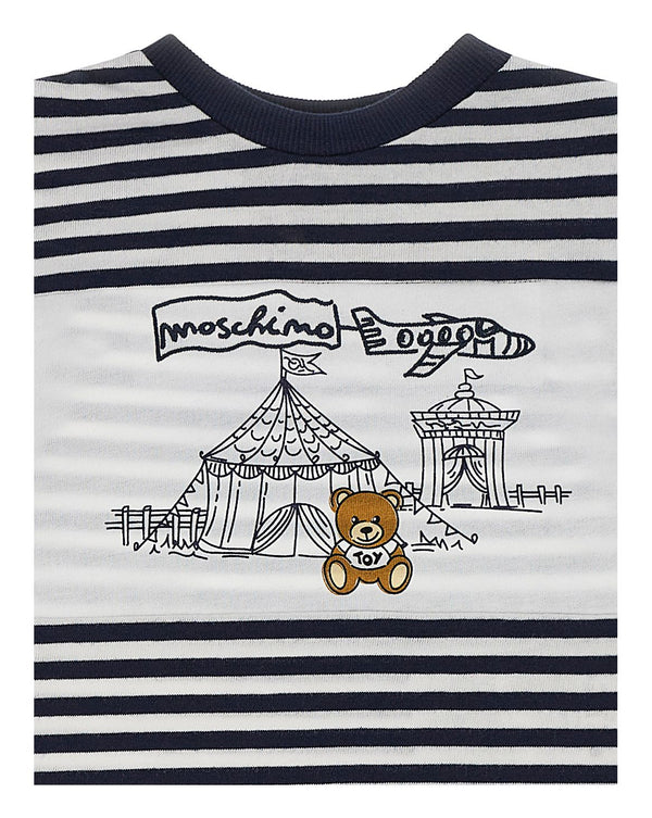 Blue Baby Striped Circus Bear Graphic Tee