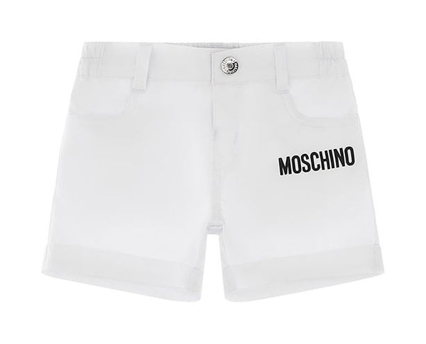 White Baby Roll Up Bear Patch Shorts