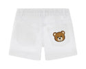 White Baby Roll Up Bear Patch Shorts