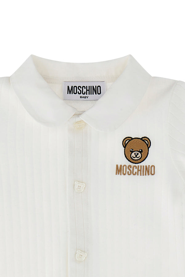 White Baby Ribbed Bear Romper