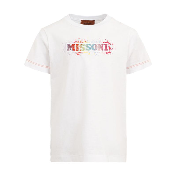 White Multicolor Logo Tee