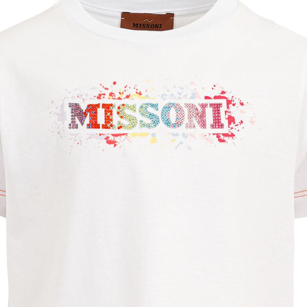 White Multicolor Logo Tee