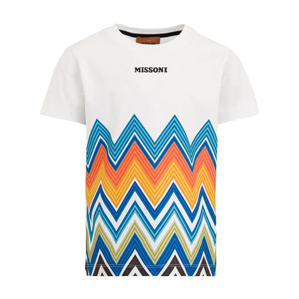 White and Multicolor Zigzag Bottom Tee