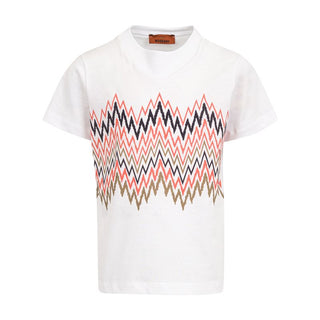 White Irregular Zigzag Print Tee